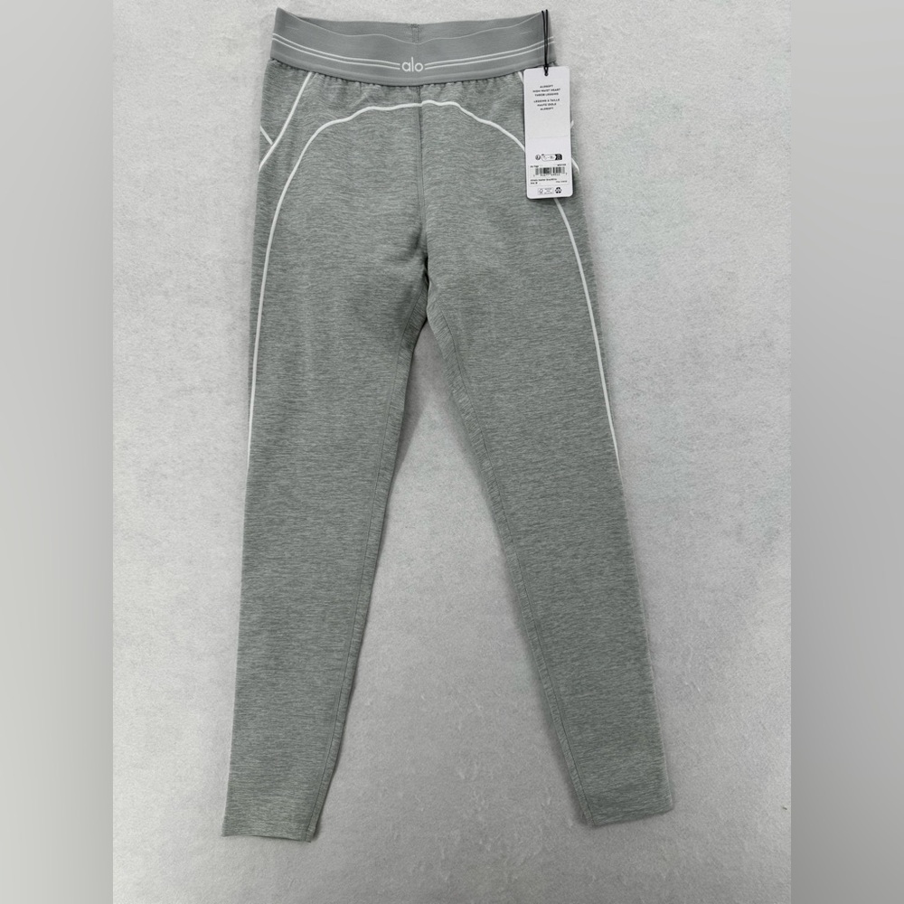 NWT Alo Yoga Alosoft High-Waist Heart Throb Legging Heather Grey White Medium